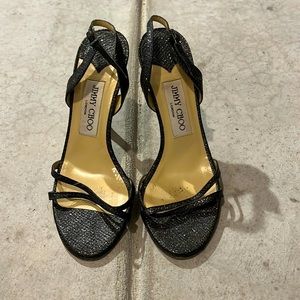 Jimmy Choo black sparkly heels